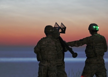 U.S. Soldiers participate in SHORAD night fire