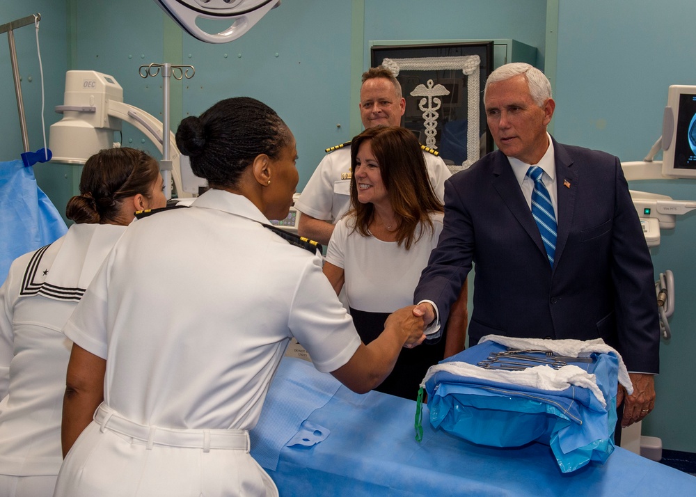 Vice President Mike Pence Tours USNS Comfort