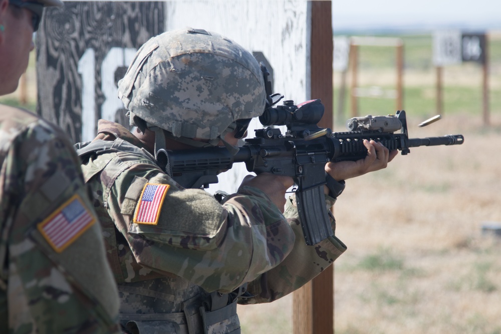 Soldier Shoots M4 During Annual Training