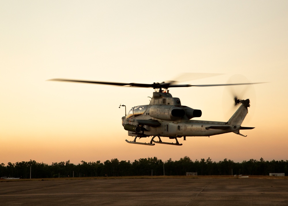 U.S. Marines conduct training in an AH-1Z Viper