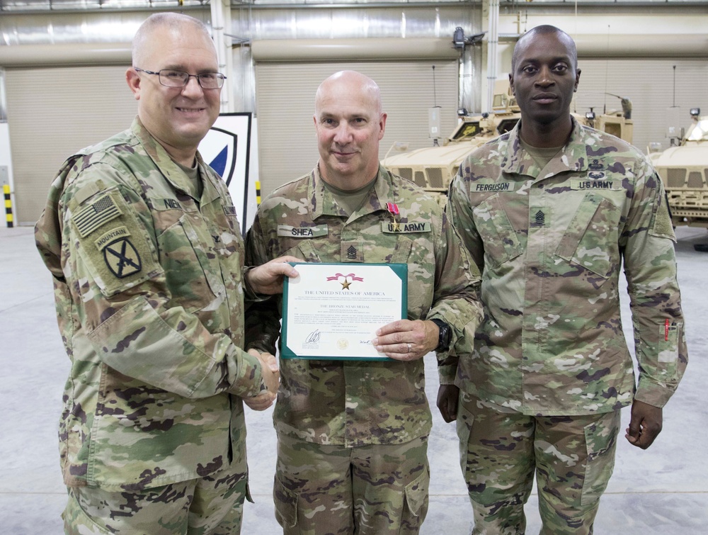 Soldiers with 401st AFSBn-SWA Participate in Relinquishment of Authority Ceremony