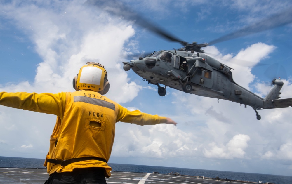 USS Harpers Ferry Conducts Flight Quarters