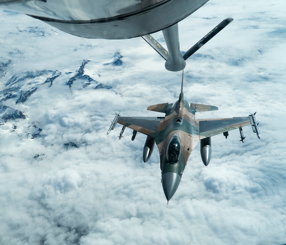 Red Flag-Alaska 19-2 KC-135 Aerial Refuels F-16s