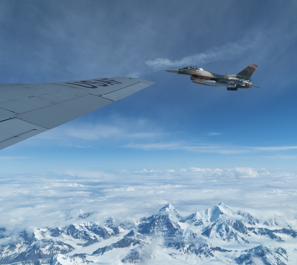Red Flag-Alaska 19-2 KC-135 Aerial Refuels F-16s