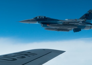 Red Flag-Alaska 19-2 KC-135 Aerial Refuels F-16s