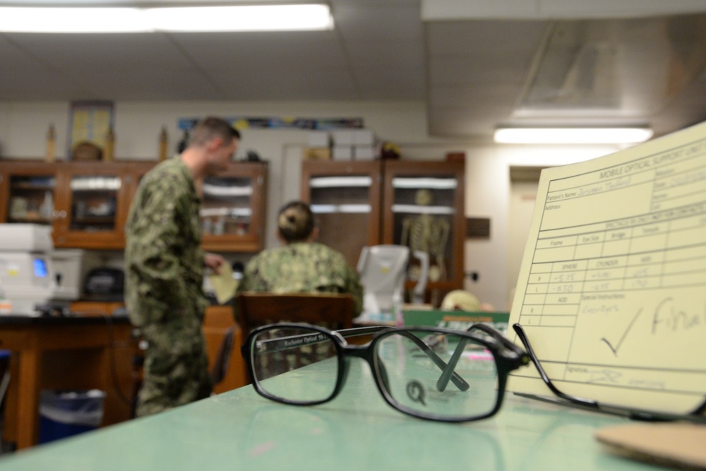 Hospital Corpsmen Fill Optometry Perscriptions During IRT Mission