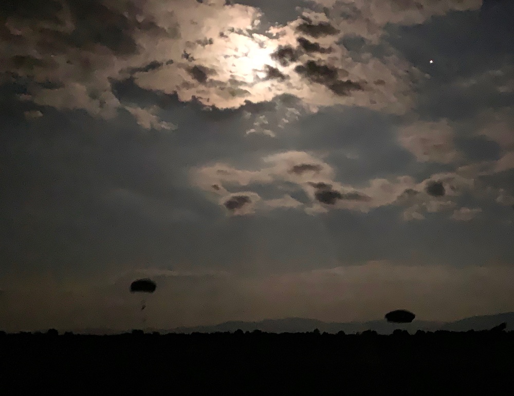 Full moon lights up the sky for night airborne exercise