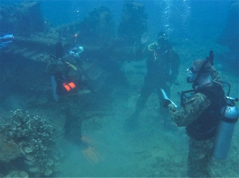 NMCB-133 Sailors Reenlist Underwater