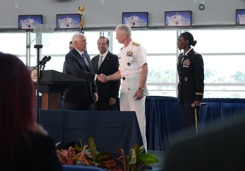 Vice President Mike Pence at PortMiami for USNS Comfort medical assistance mission