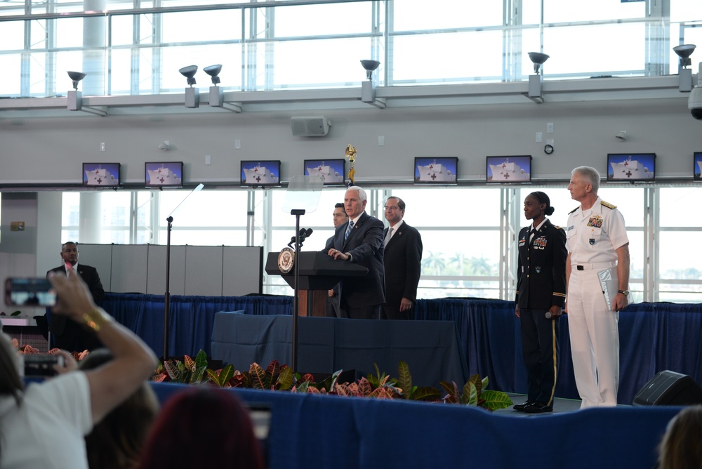 Vice President Mike Pence at PortMiami for USNS Comfort mission