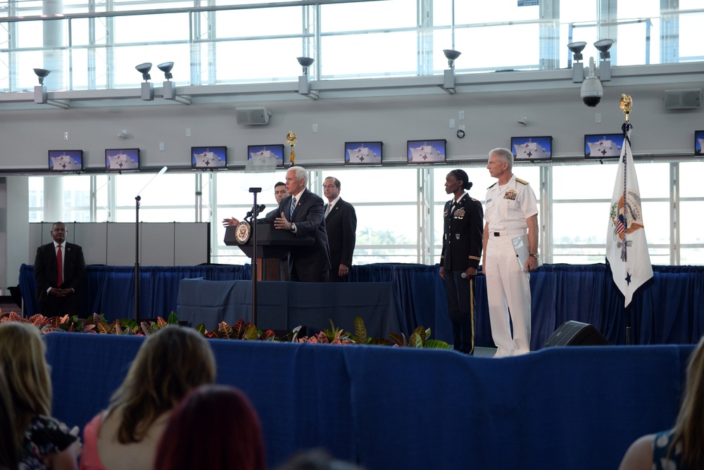 Vice President Mike Pence at PortMiami for USNS Comfort mission