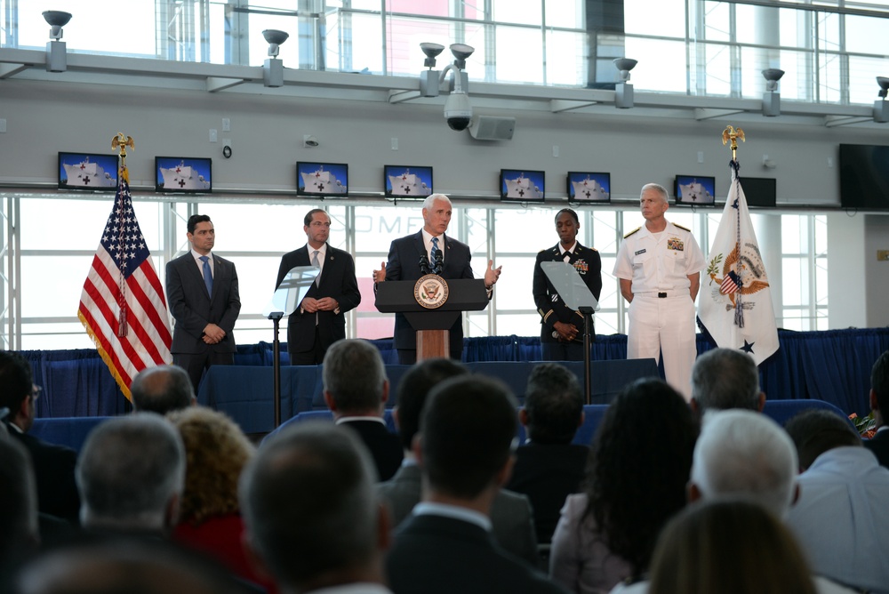 Vice President Mike Pence press event for USNS Comfort at PortMiami