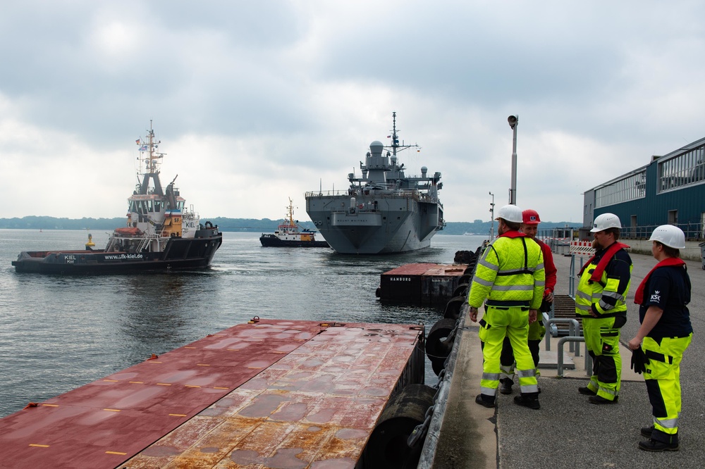 USS Mount Whitney Arrives At Naval Base Kiel-Tirpitzhafen