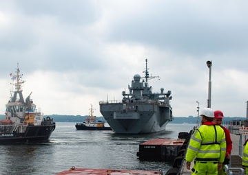 USS Mount Whitney Arrives At Naval Base Kiel-Tirpitzhafen