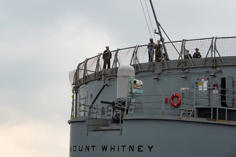 USS Mount Whitney Arrives At Naval Base Kiel-Tirpitzhafen