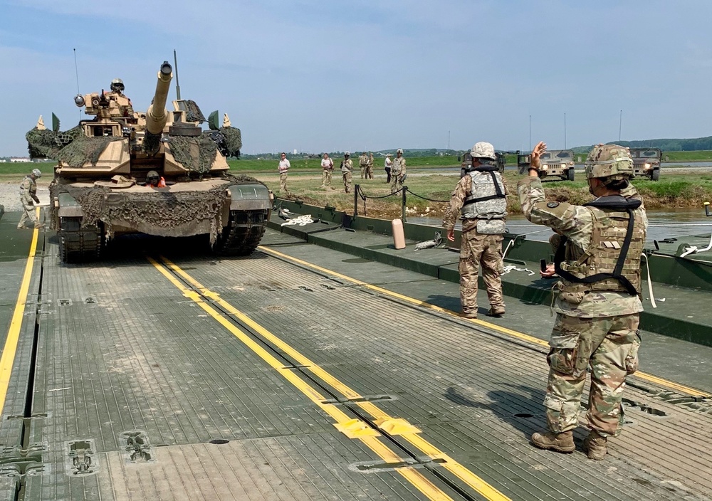 M1 Abrams loaded onto a raft