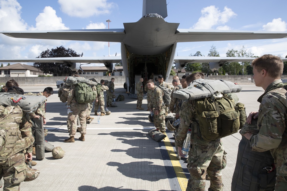 82nd Airborne Division paratroopers prepare for an airborne assault in Bulgaria