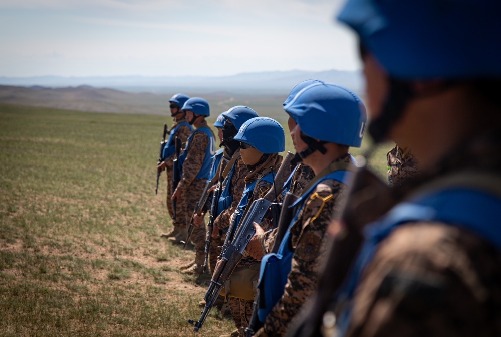 Mongolian soldiers participate in convoy escort training