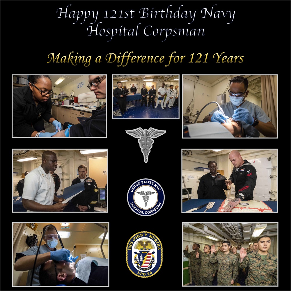 Hospital Corpsman Celebrate 121st Birthday Aboard USS John P. Murtha