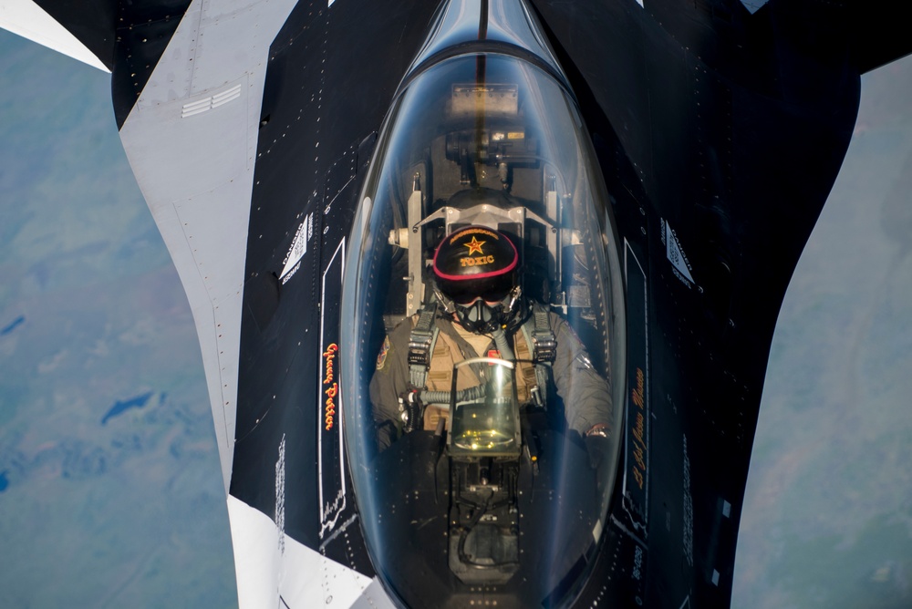 Red Flag-Alaska 19-2 KC-135 Aerial Refuels 18th AGRS F-16s