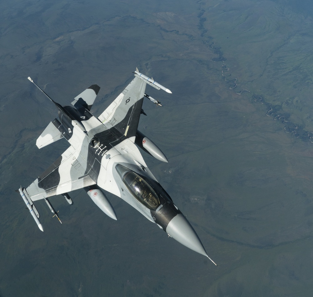 Red Flag-Alaska 19-2 KC-135 Aerial Refuels 18th AGRS F-16s