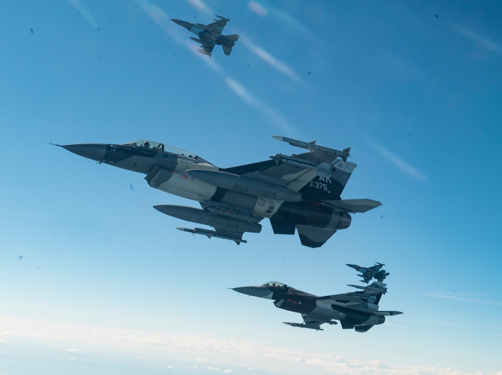 Red Flag-Alaska 19-2 KC-135 Aerial Refuels 18th AGRS F-16s