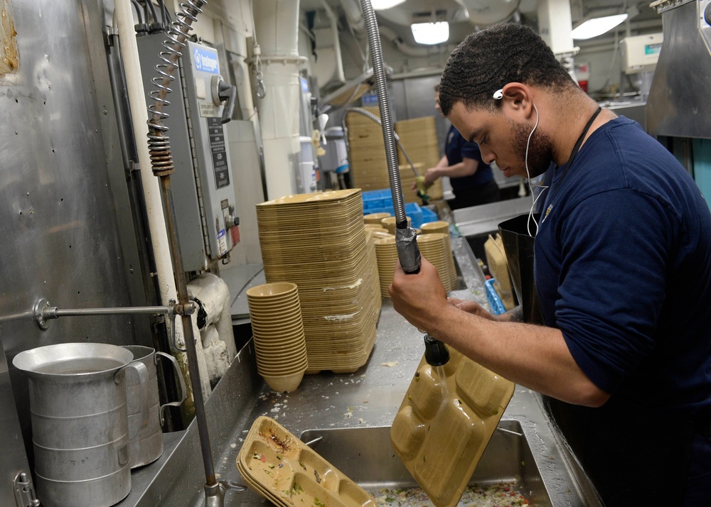 Nimitz Sailor Washes Dishes