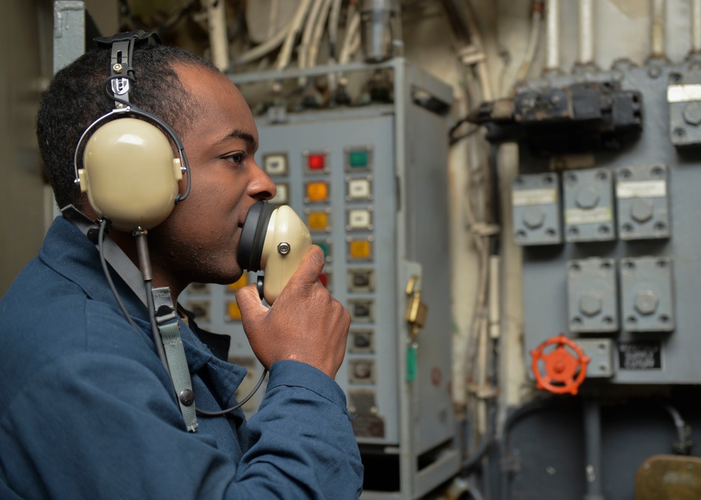 Nimitz Sailor Conducts Elevator Operation