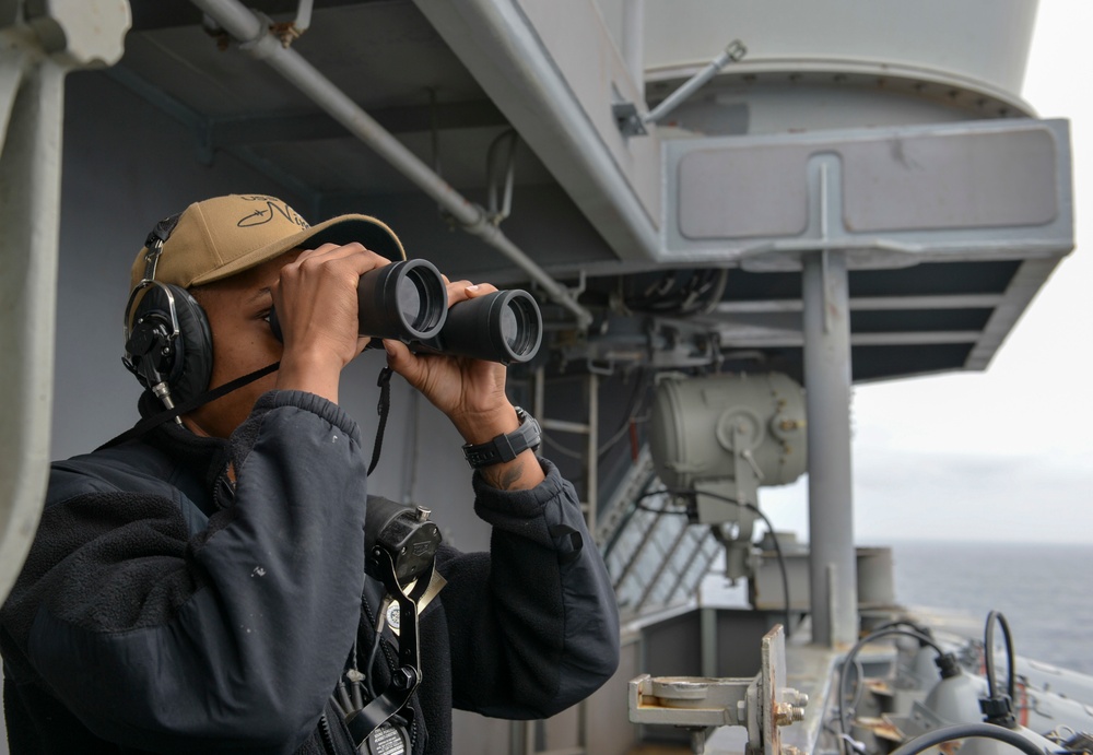 Nimitz Sailor Stands Lookout