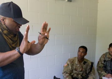 Soldiers from the 414th Civil Affairs Battalion Train at Camp Grayling