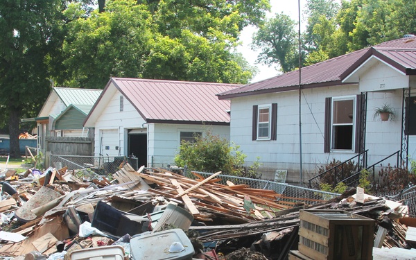 Rubble Lines the Streets
