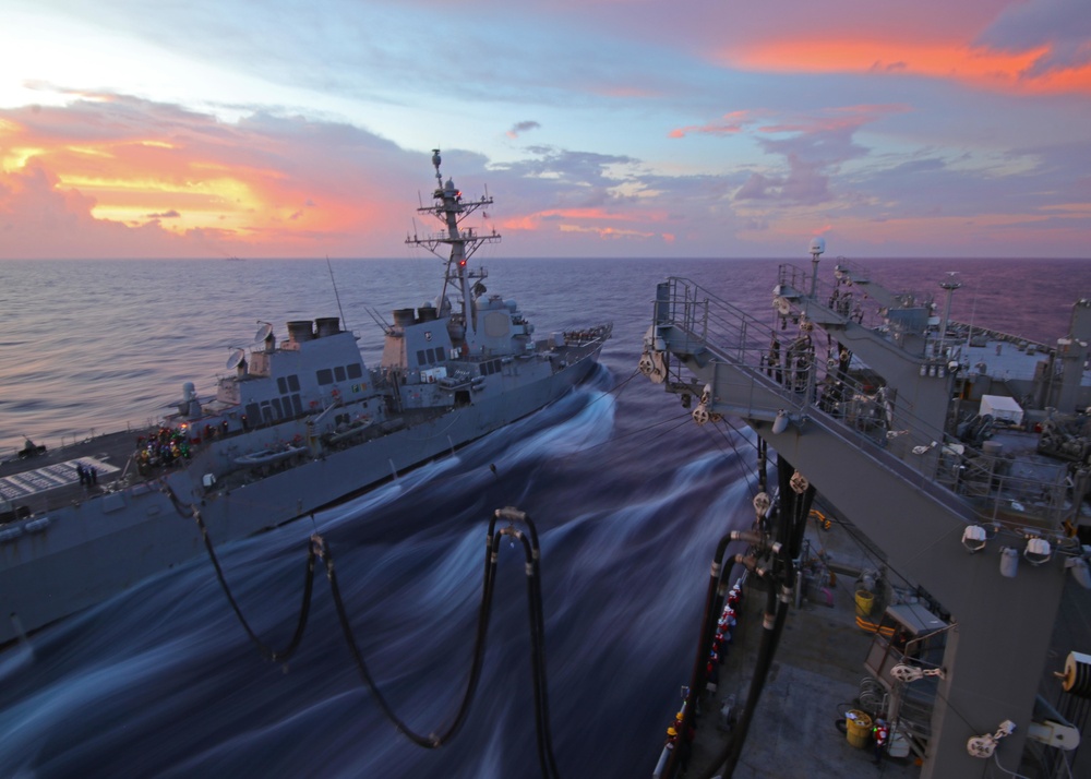 USS McCampbell (DDG 85) Conducts Replenishment at Sea