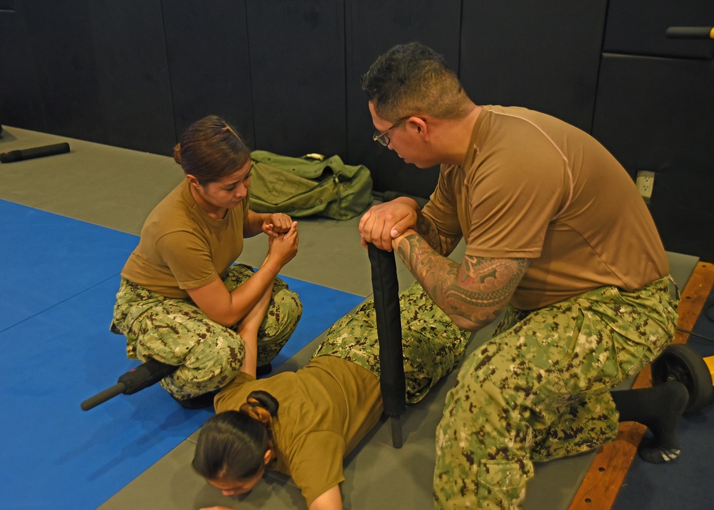 USS Blue Ridge Sailors Participate in Non-Lethal Weapons Training