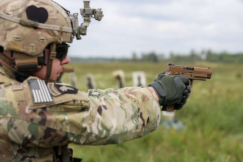 Soldiers from Task Force Carentan conducted pistol marksmanship training