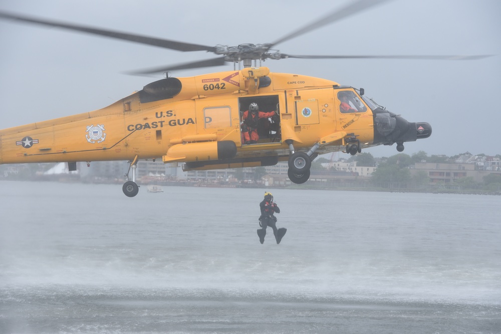 Aircrew from AIRSTA Cape Cod demonstrates Search and Rescue