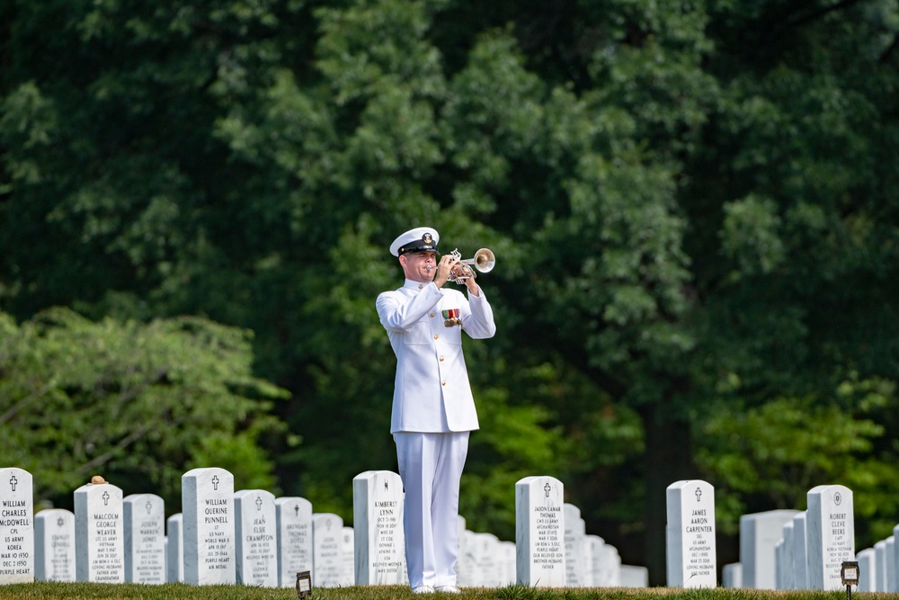 Military Funeral Honors with Funeral Escort for U.S. Navy Cmdr. James. B. Mills in Section 60