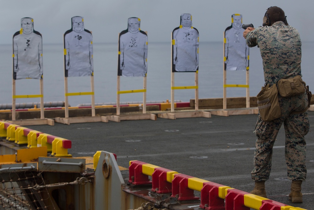 31st MEU Marines qualify with M9A1 9mm service pistol