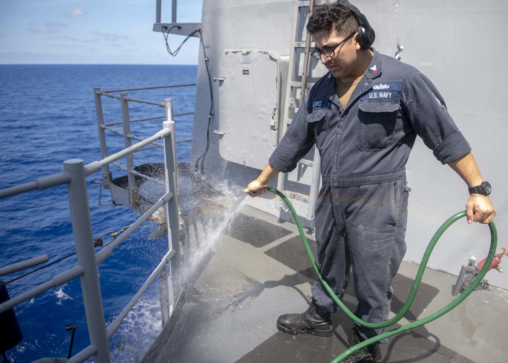 Fresh Water Wash Down Aboard USS Chancellorsville