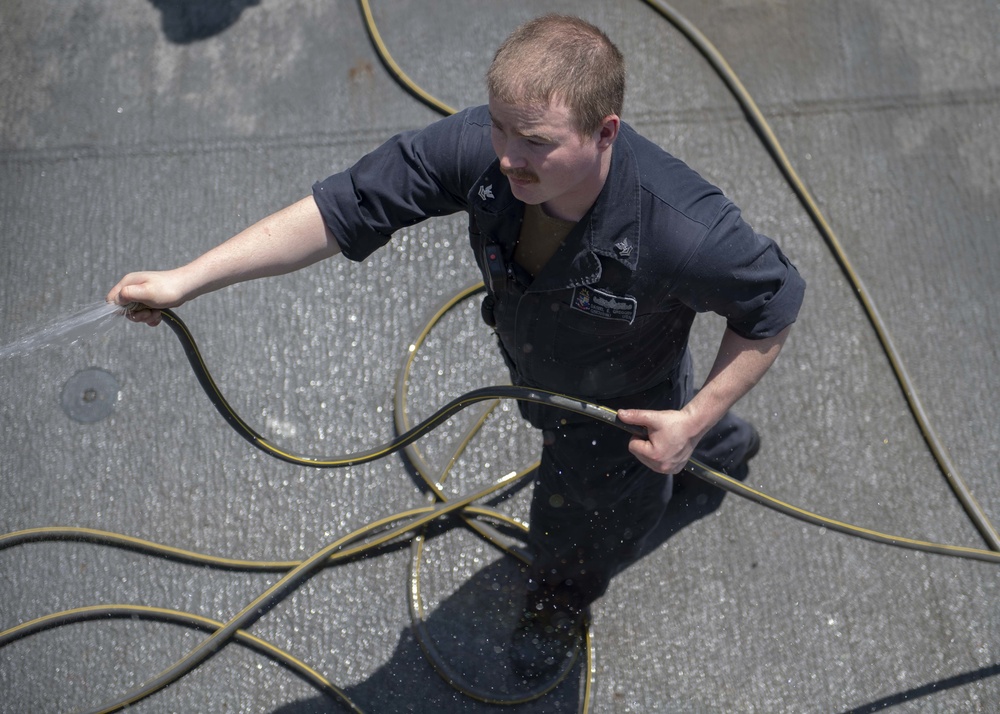 Fresh Water Wash Down Aboard USS Chancellorsville