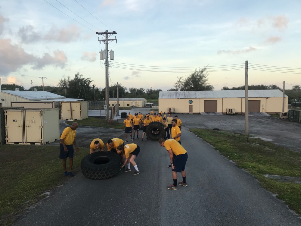 NMCB-133 Det Guam's squad level fitness competition.