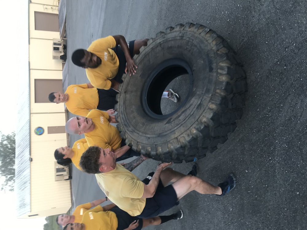 NMCB-133 Det Guam's squad level fitness competition.