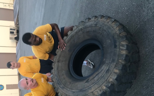 NMCB-133 Det Guam's squad level fitness competition.