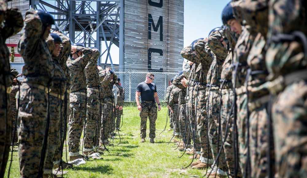 Charlie Company rappel tower training