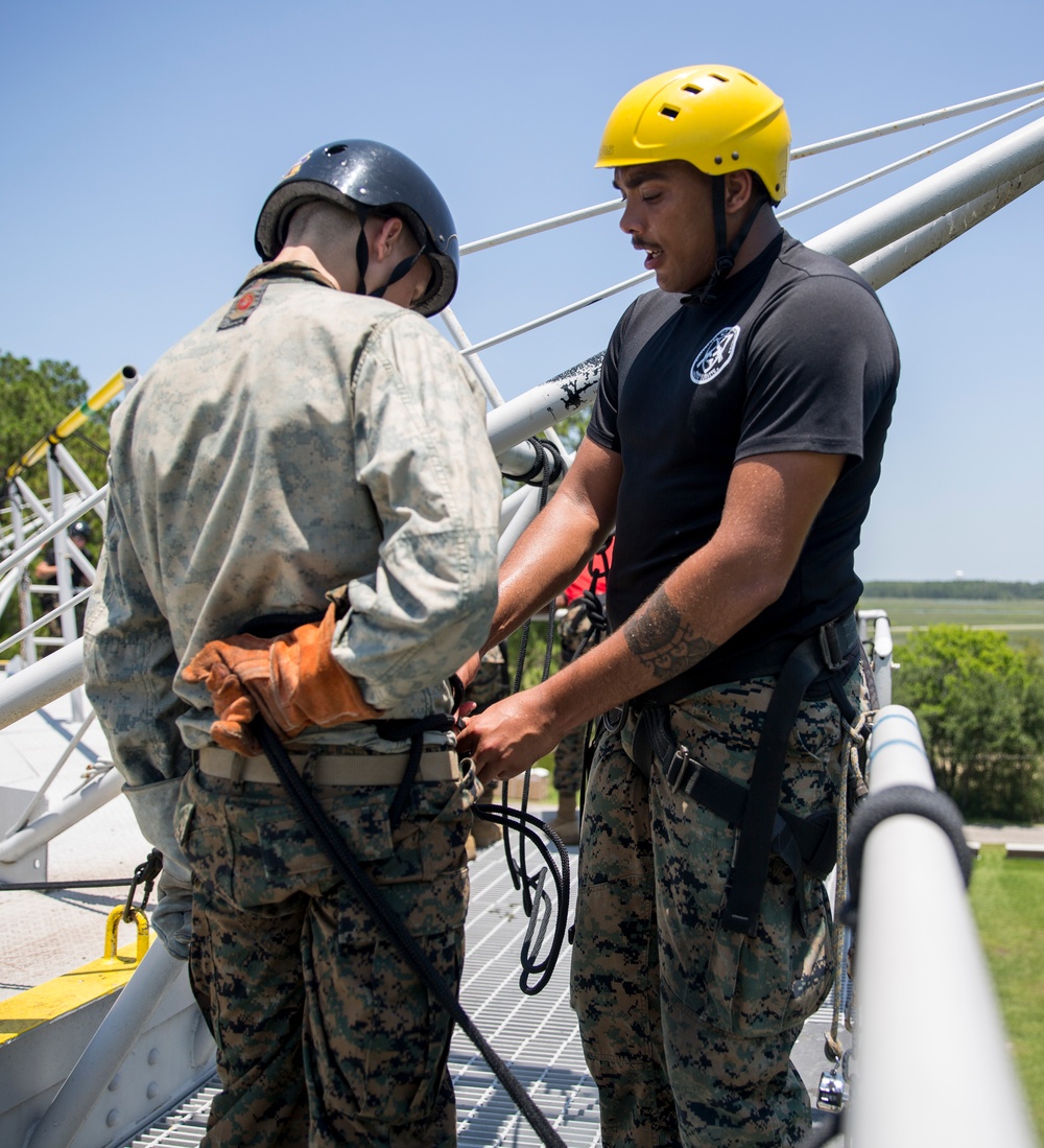 Charlie Company rappel tower training