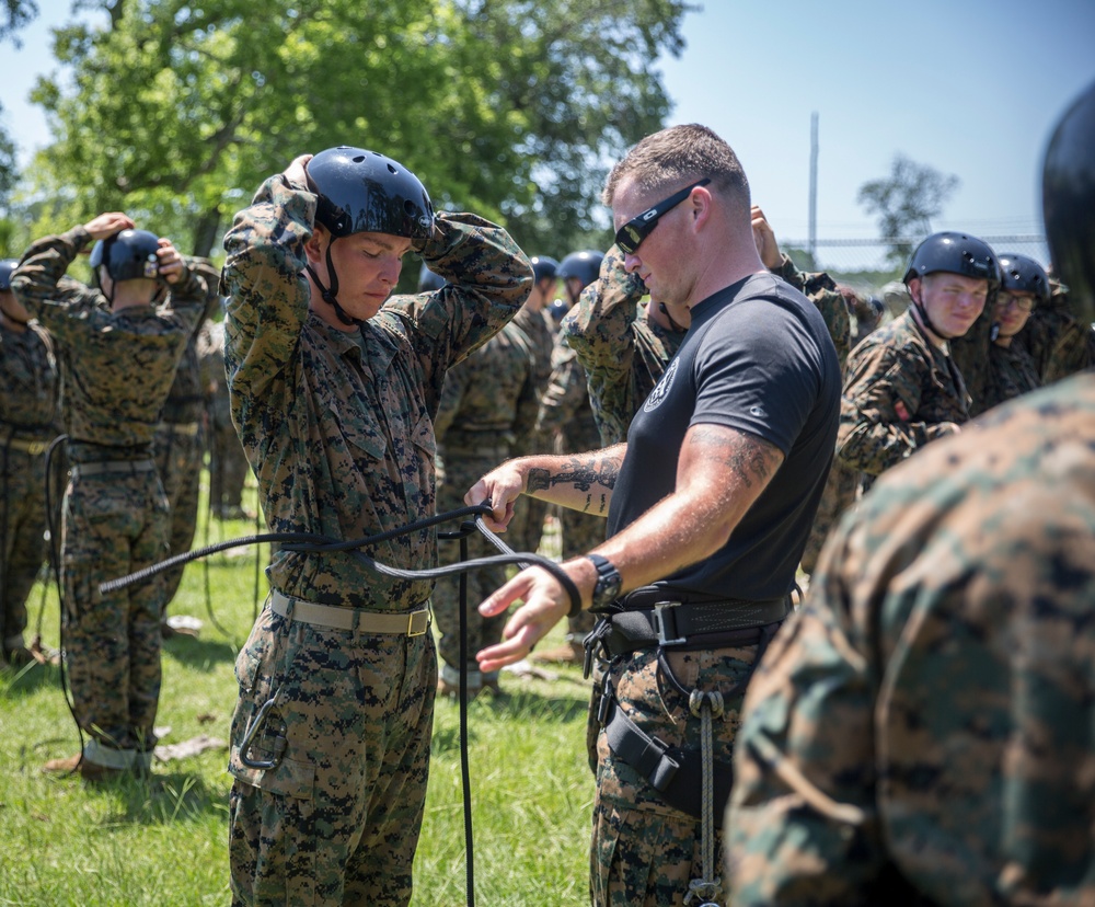 Charlie Company rappel tower training