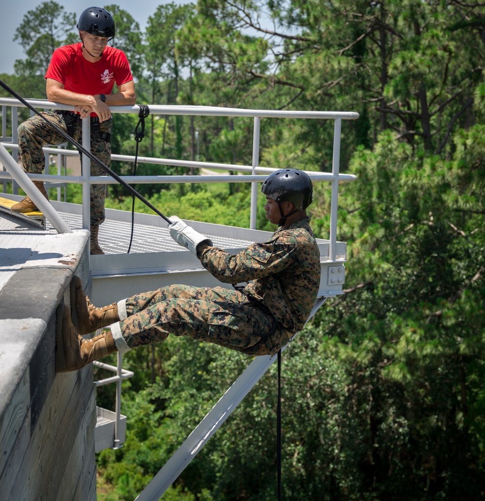 Charlie Company rappel tower training