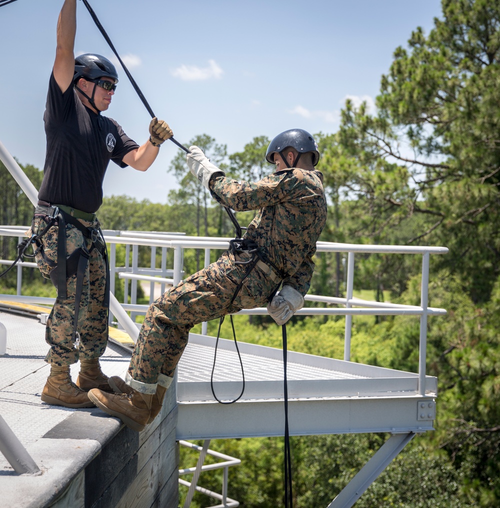 Charlie Company rappel tower training