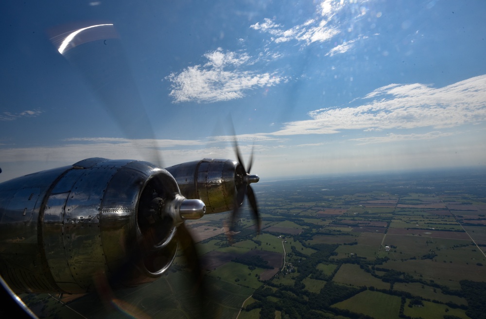 B-29 engines in flight