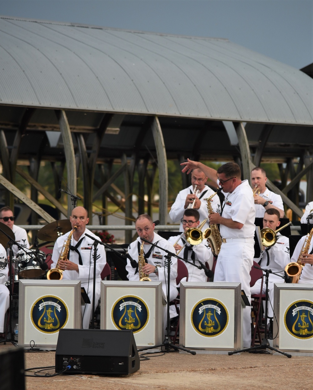 Navy Band Great Lakes Perform as a Jazz Ensemble during Quad Cities Navy Week.
