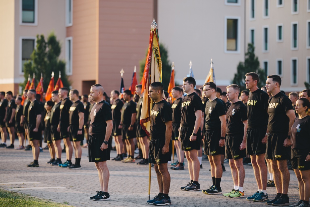 Sky Soldiers stand in brigade formation